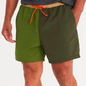 Marmot Green Juniper Sprints Shorts 5" Inseam Foliage Green Pull On Two Toned